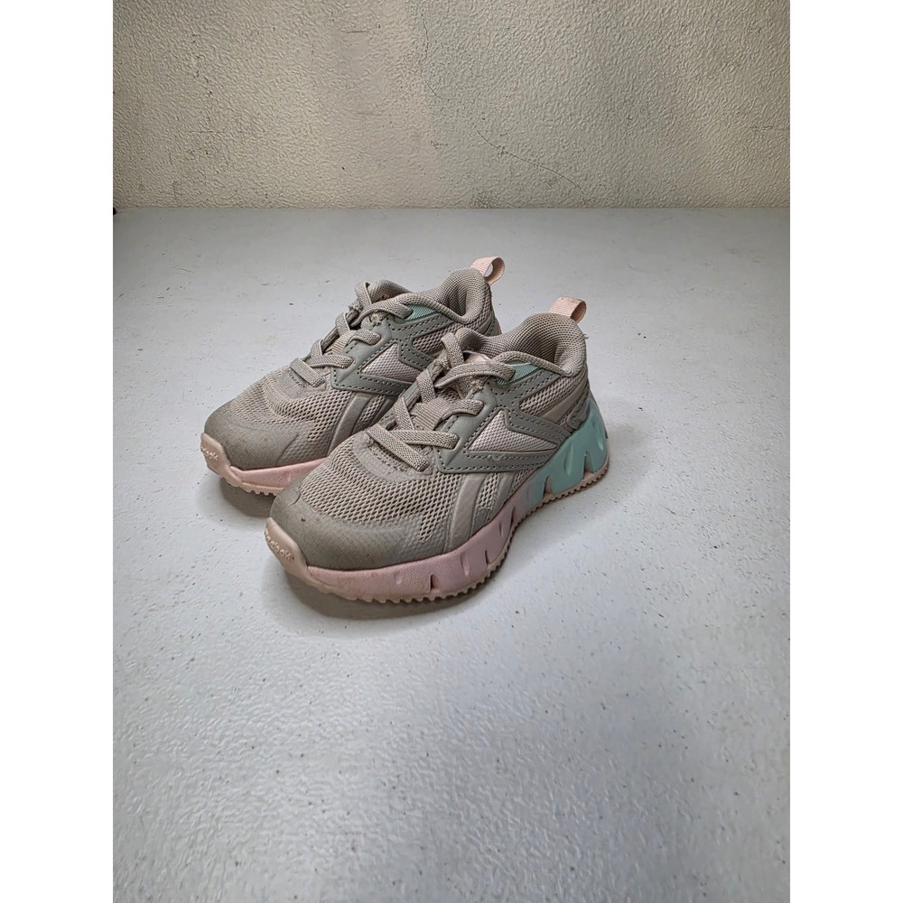 Reebok Zig Dynamica 2.0 Kids Sneakers Tan Pink Mint Size 8K